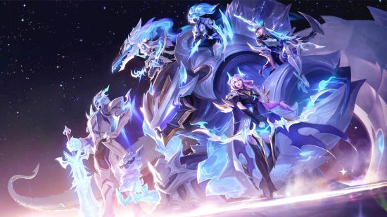League of LEgends skins: a group of League of Legends heroes form a line in wait for the opponents.
