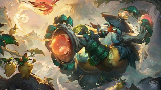 New League of Legends skins: A rotund humanoir plays their mystical trumpet.