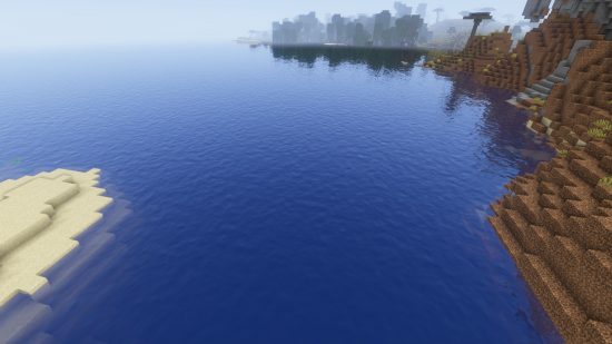 Otevřená plocha vody v jednom z nejlepších shaderů Minecraft, drdesten