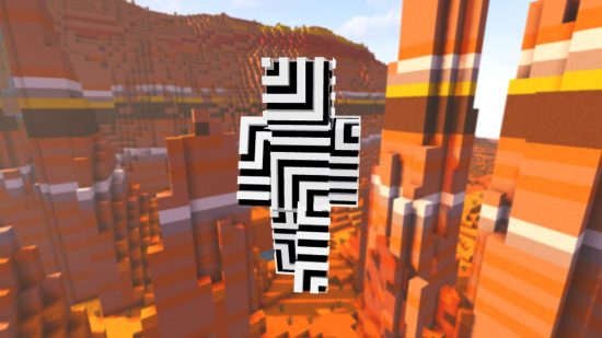 Las mejores pieles de Minecraft: una piel de Minecraft en blanco y negro con una apariencia 3D, gracias a múltiples líneas alucinantes
