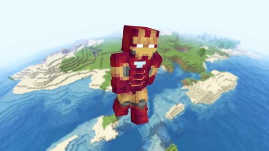 Best Minecraft skins: A Minecraft skin featuring a detailed red and gold iron man suit.