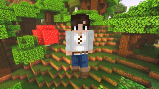 Най -добрите кожи на Minecraft: Средновековна кожа, носеща течаща бяла риза, големи кафяви ботуши и с детайл за колан