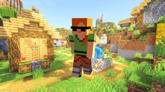 Най -добрите кожи на Minecraft: Алтернативна кожа на Алекс, все още с емблематичната си оранжева коса и зелен връх, но носеща слънчеви очила и допълнително засенчване