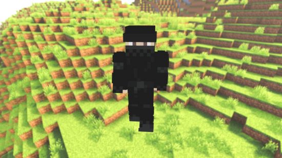 Las mejores pieles de Minecraft: una piel Ninja Minecraft, con todo su cuerpo, excepto sus ojos cubiertos con un disfraz negro ninja