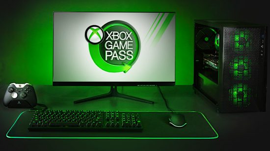 Nvidia GeForce Now: an Xbox Game Pass logo on a gaming monitor