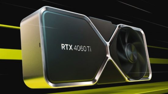 Nvidia GeForce RTX 4060 appears against a black background with yellow flashes.