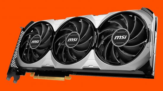 MSI GeForce RTX 4060 Ti Ventus 3X 8G OC card appears center screen with an orange background.