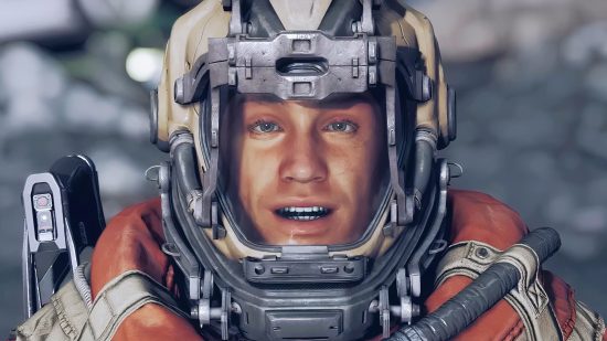 Starfield frame rate: An astronaut in a chunky space suit from Bethesda RPG game Starfield