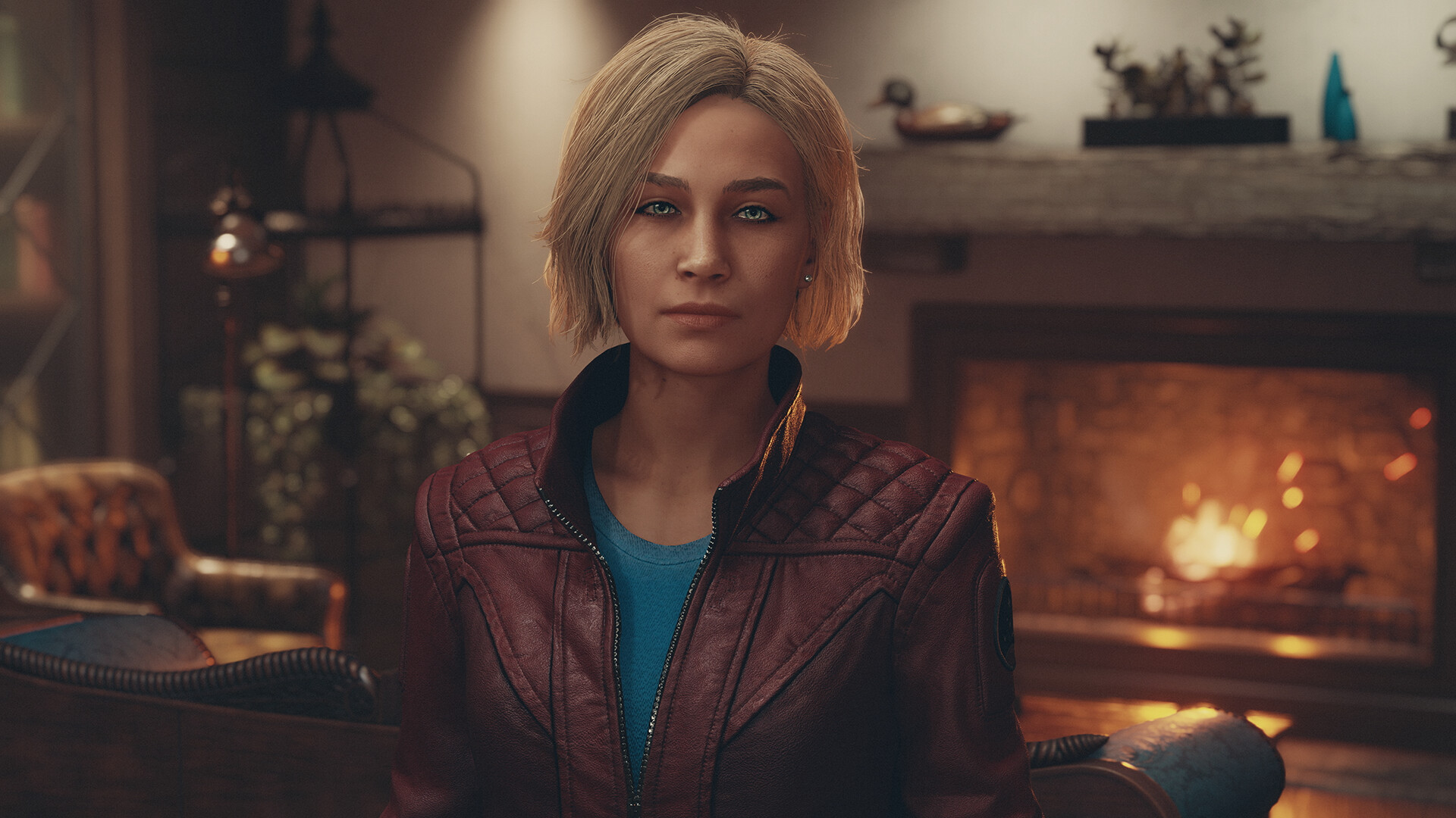 Starfield has me bored already: A woman with blond hair and a leather jacket, Sarah Morgan from Bethesda RPG game Starfield