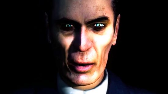 Steam DRM-free games - The shadowed, gaunt face of G-Man from Half-Life 2.