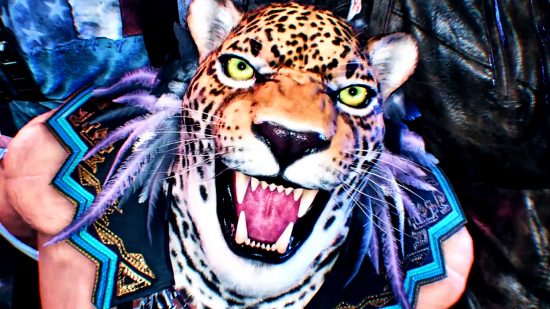 Tekken 8 CNT beta sign-up - King, a man in a jaguar mask, dives towards you.