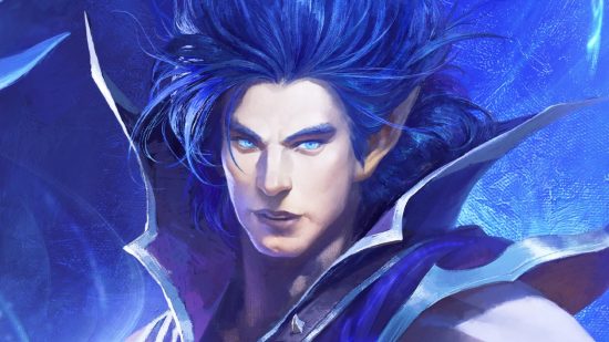 World of Warcraft sale: A hero with blue hair and blue eyes from Blizzard MMORPG WoW