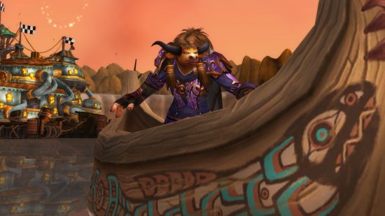 New WoW event gifts loads of Travel Points, but act now: A minotaur character on a huge canoe on a sunset background