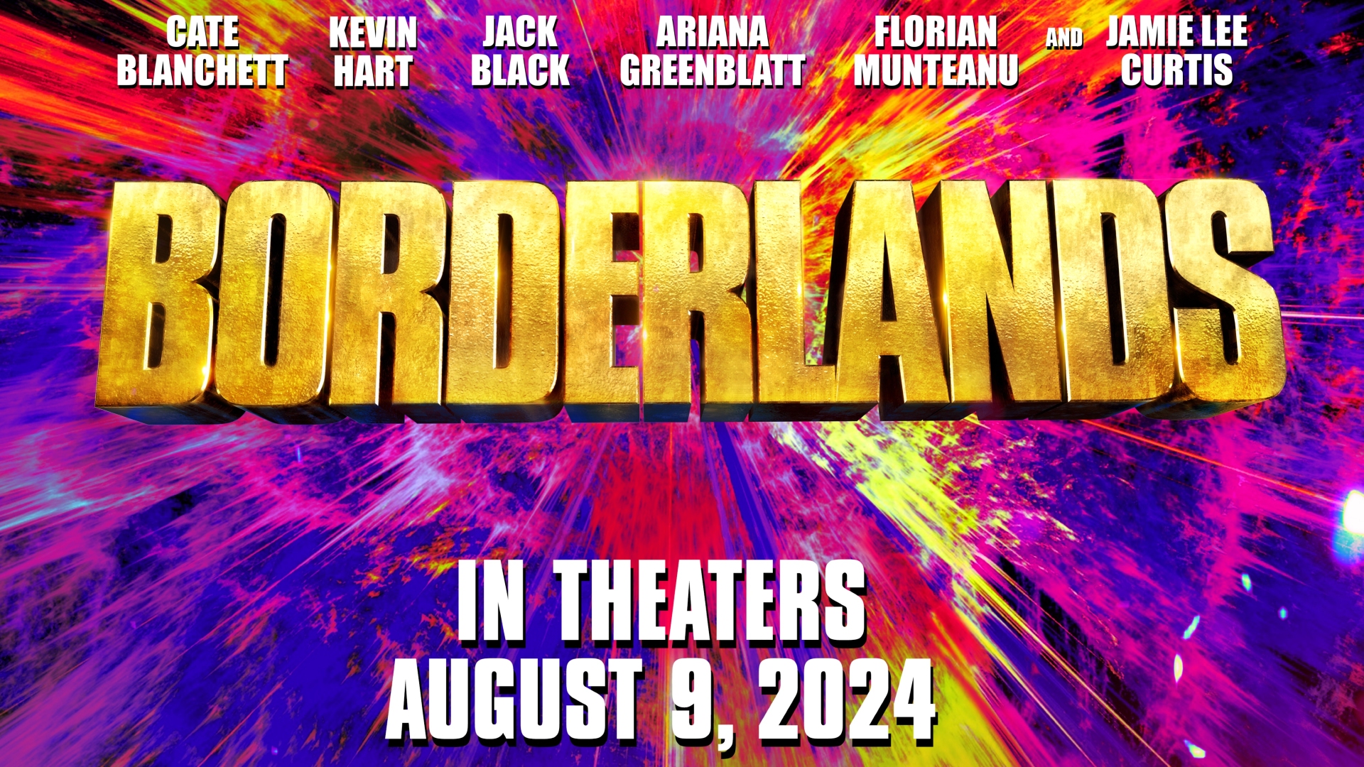 A Borderlands poster showing the film's release date and cast