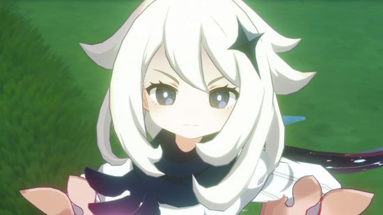 Genshin Impact dev responds as actors claim months of missing pay: anime girl with white hair and angry expression
