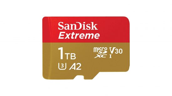 Best Asus ROG Ally accessories: the SanDisk extreme MicroSDXC card on a white background