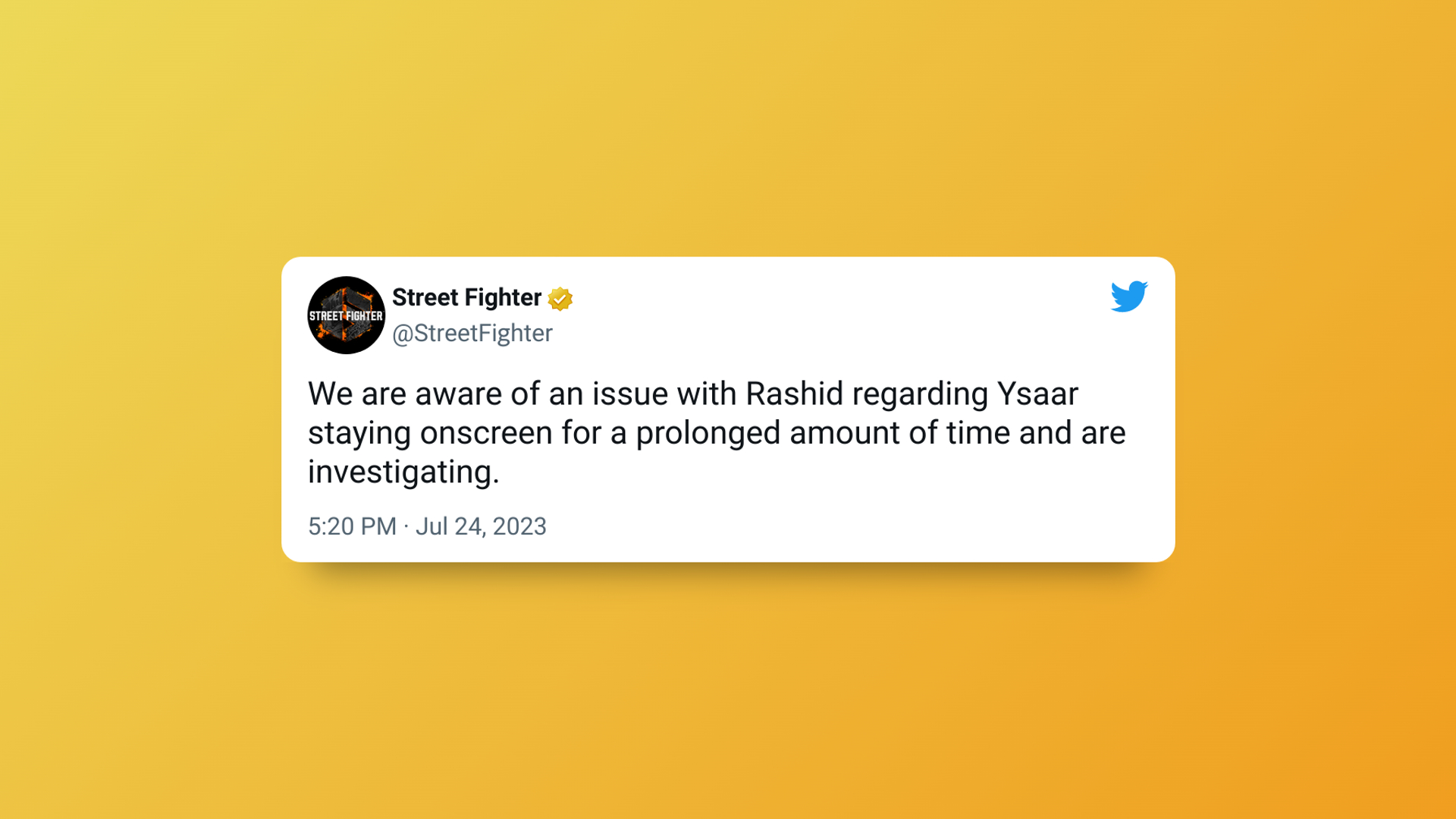 Capcom'dan Rashid sorunlarının farkında olduklarını gösteren Tweet