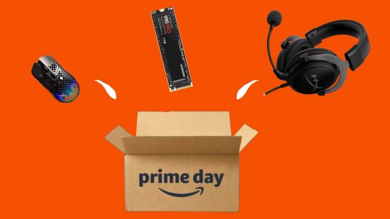 Amazon Prime Day deals flying out of an Amazon box.