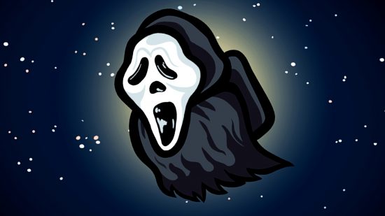 Among Us Scream skin - Ghostface from Scream floats through space in the social deduction game.