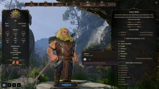 baldurs gate 3 golden dwarf druid in character creation