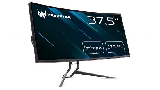 Miglior monitor di gioco curvo - Acer Predator X38 su uno sfondo bianco
