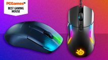 Best gaming mouse - two top gaming mice on a gradient pink background