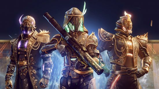 Destiny 2 Solstice guide: Start time, rewards, quest and title: An image of the Warlock, Titan, and Hunter in the full Solstice armor set.