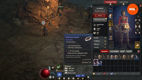 The Sorceress has two bands that can be used to bind Diablo 4 Malignant Hearts in her inventory.