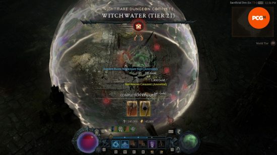 Diablo 4 nightmare dungeons drop many rewards signified by this bubble of immunity