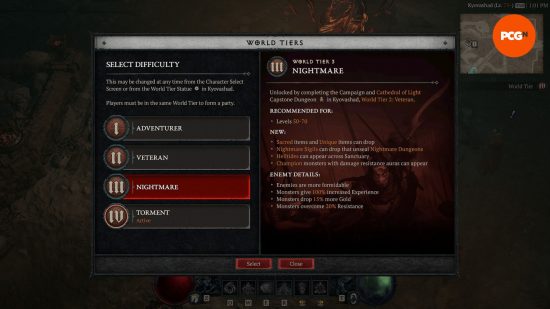 Diablo 4 nightmare dungeons: you need to be in world tier 3 or above