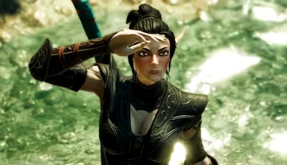 Divinity Original Sin 3 - an elf shields her eyes from the sunlight in Larian Studios' previous game before making Baldur's Gate 3.