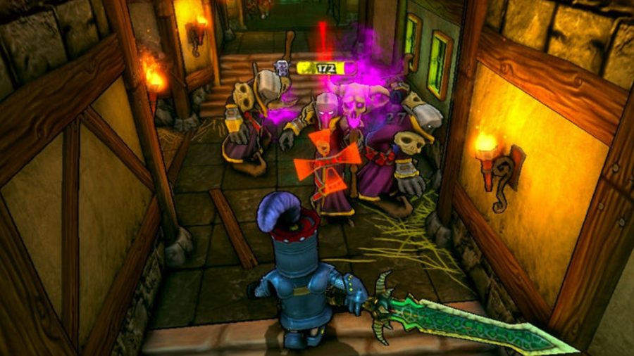 Dungeon Defenders - a knight holds off a corridor full of troublemakers.