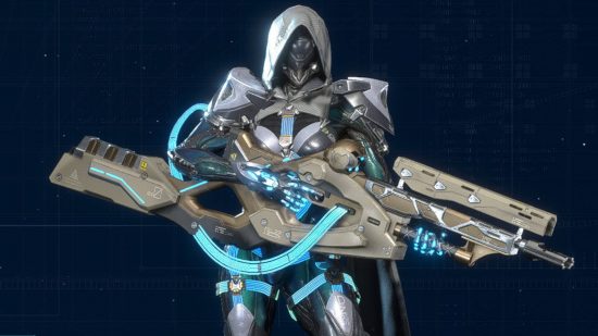Vigilant is an Exosuit who holds a big sniper rifle. Her purpose is to take down key targets, making her a good pick on the Exoprimal tier list.
