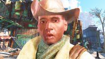 Fallout 4 realism mod: A man in a cowboy-style hat, Preston Garvey from Bethesda RPG game Fallout 4