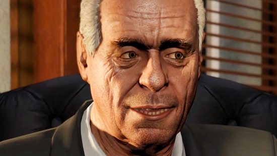 GTA Online weekly update - an elderly man gives a cheeky smile.
