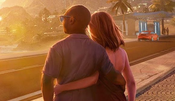 Life by You release date: Two people embrace on a suburban street while watching a golden sunset.