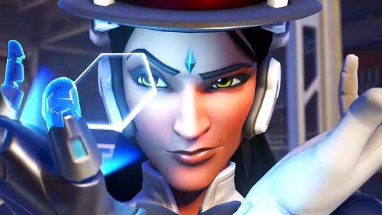 Overwatch 2 patch notes July 11, 2023 - Symmetra smirks, raising an eyebrow with intrigue as she crosses her arms in front of her dramatically.