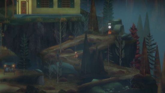 Jacob and Riley approach a group of boulders next to a ranger's cabin, near one of the Oxenfree 2 letter locations.