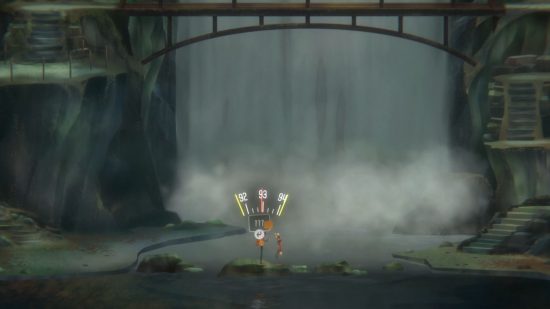 Jacob and Riley are at the foot of a waterfall, near one of the Oxenfree 2 letter locations.