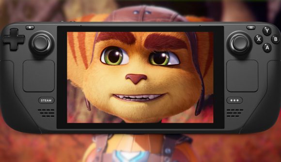 An image of the character Ratchet, from Ratchet and Clank Rift Apart smiling.