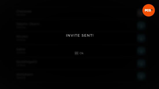 Text shows "Invite sent" on a black screen in Remnant 2 co-op.