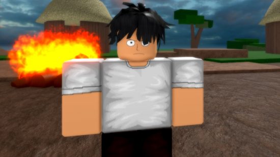 Roblox Project XXL codes: a blocky person in a white tshirt with an explosion behind them.