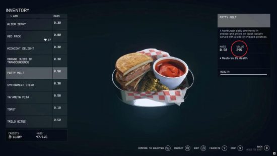 Starfield's economy might be completely broken, because of sandwiches