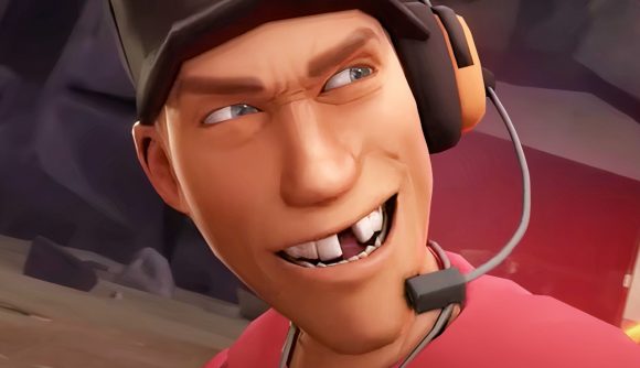 Team Fortress 2 battle royale: The Scout from FPS game Team Fortress 2 smiling with a missing tooth