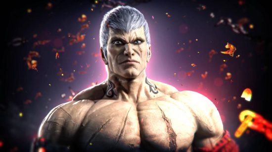 Bryan is one of the Tekken 8 roster and a character that is part robot and part human. He has scars on his chest and a tribal tattoo on his neck.