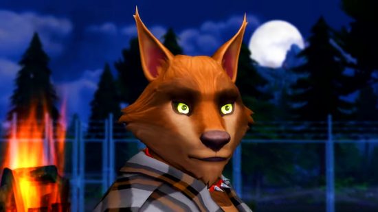 The Sims 4 -a werewolf in a plaid shirt.