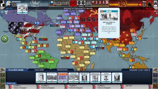 A screenshot from the political game Twilight Struggle.