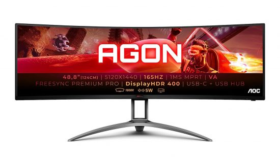 Migliori monitor da gioco curvo - AOC Agon Ag493ucx2 su uno sfondo bianco