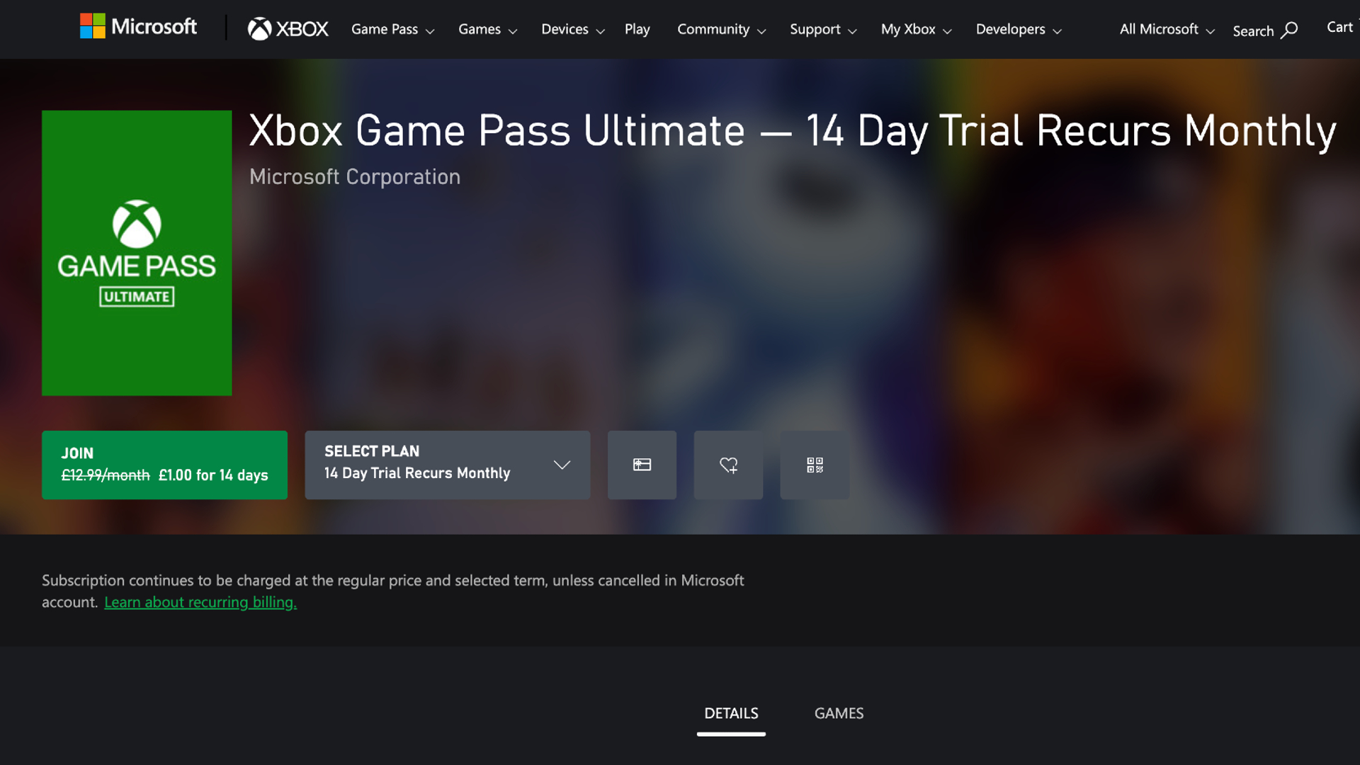 Microsoft's free trial offer for Game Pass Ultimate, which is now 14 days long