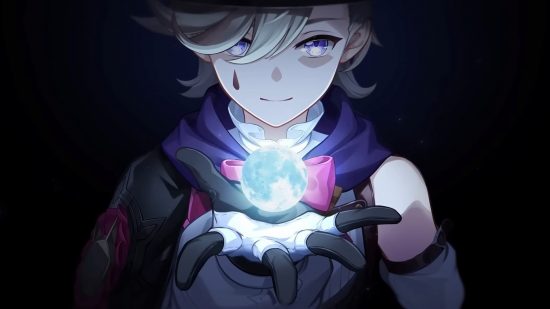 Genshin Impact's Fontaine characters have special advantages in combat: anime boy performing magic in the dark.